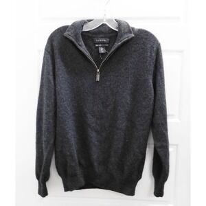 Tahari PURE LUXE 100% Cashmere Gray Mens Large Quarter Zip Long Sleeve Sweater